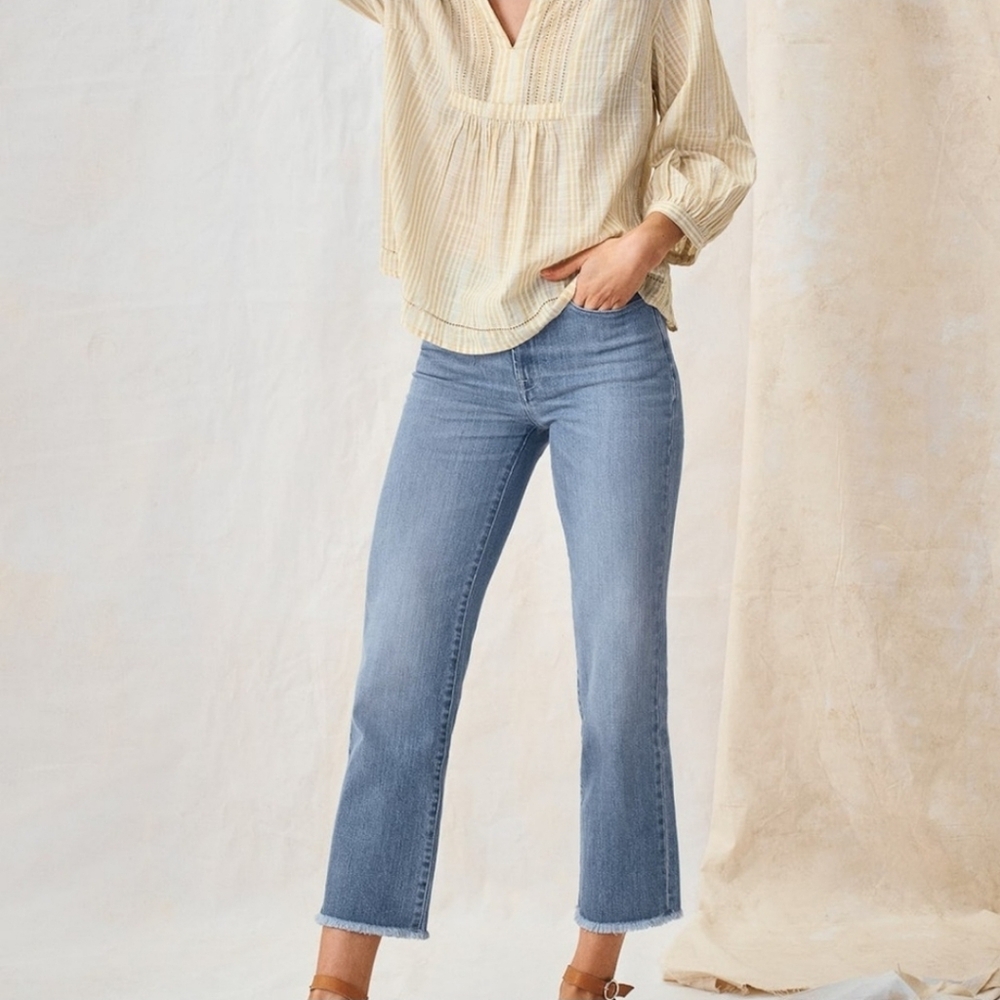 Wrap London Light Blue Wash Denim Frayed Hem Ankle Jeans US Women's 8
